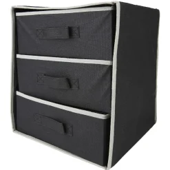 Rangement dressing 3 panières noir et gris