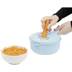 Récipient 6-en-1 avec passoire et accessoires de coupe