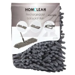 Recharge pour balai plat duo microfibre chenille gris