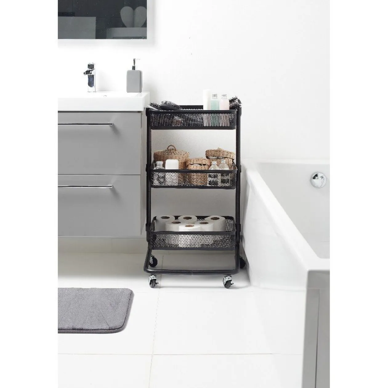 Resserre légumes cuisine noir 4 roulettes