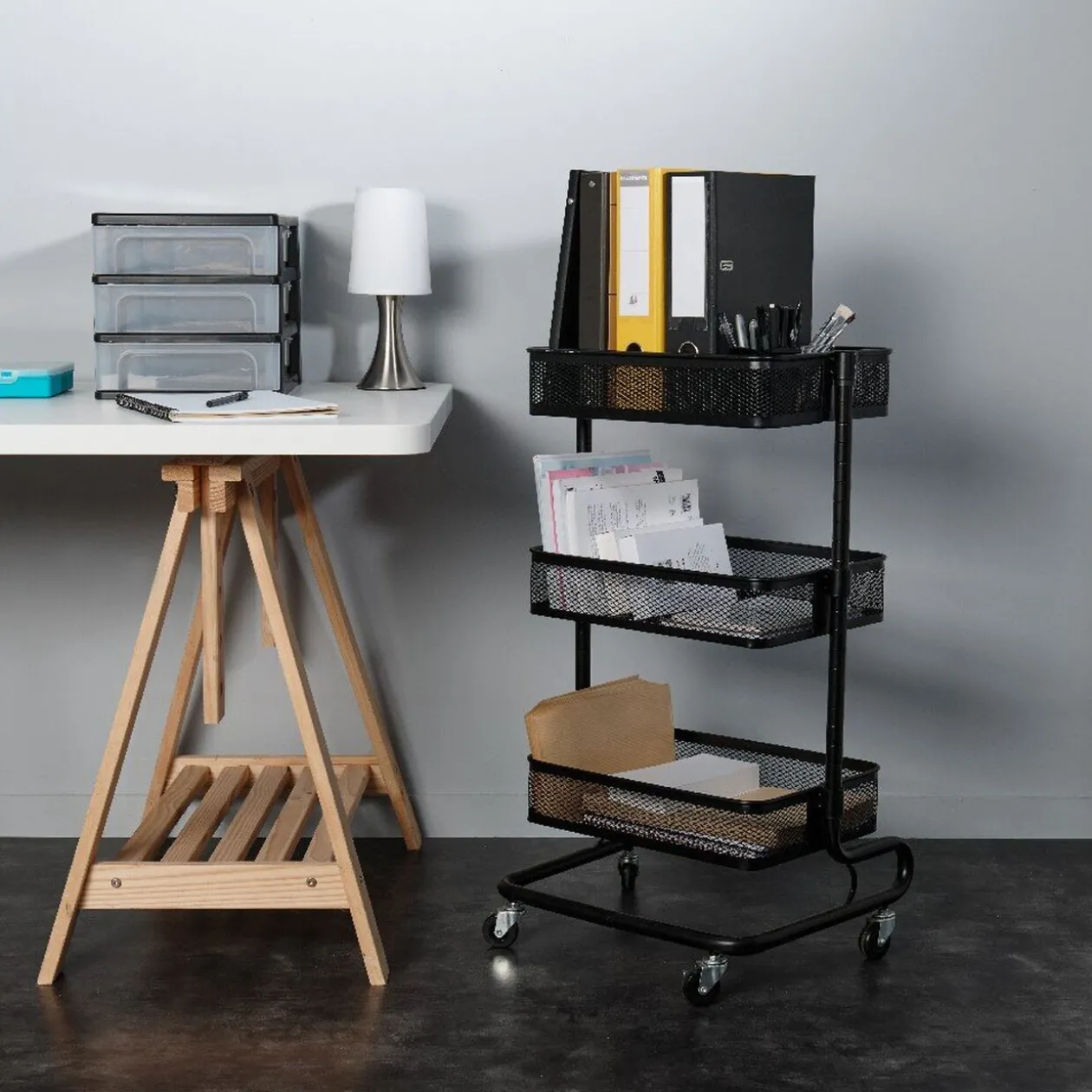 Resserre légumes cuisine noir 4 roulettes