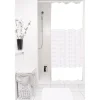 Rideau de douche blanc motifs fleurs sans anneaux