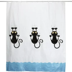 Rideau de douche design chat