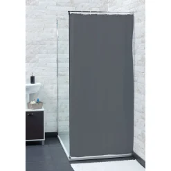 Rideau de douche gris clair sans anneaux