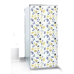 Rideau de douche motif citron jaune et bleu Sunflow 180xH200cm