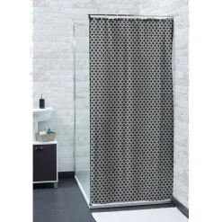 Rideau de douche motif ethnique noir et blanc