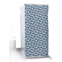 Rideau de douche motif feuillage blanc bleu 180x200cm 100% polyester