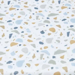 Rideau de douche motif terrazzo effet granit blanc et bleu 180xH200cm