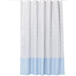 Rideau de douche motif terrazzo effet granit blanc et bleu 180xH200cm