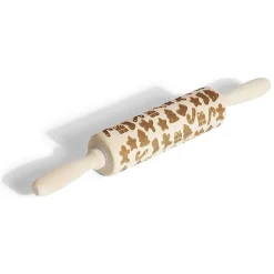 Rouleau à pâtisserie en bois gravé décor Noël Ø5x35cm
