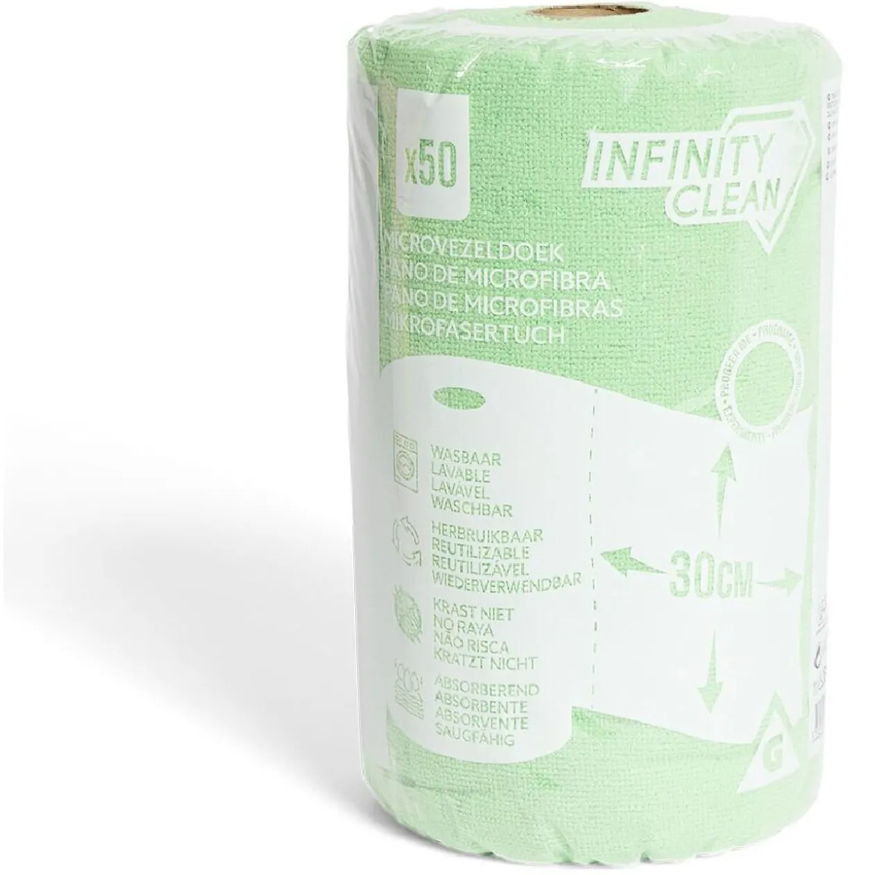 Rouleau de 50 chiffons en microfibre vert