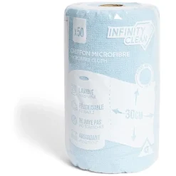 Rouleau de 50 chiffons en microfibre bleu