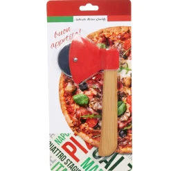 Roulette à pizza rouge manche bois