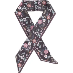Ruban pour cheveux motif floral noir et rose