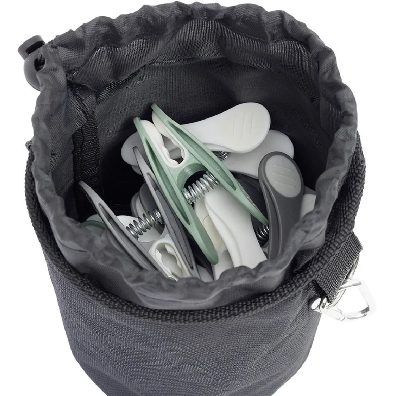 Sac avec 24 pinces à linge et mousqueton