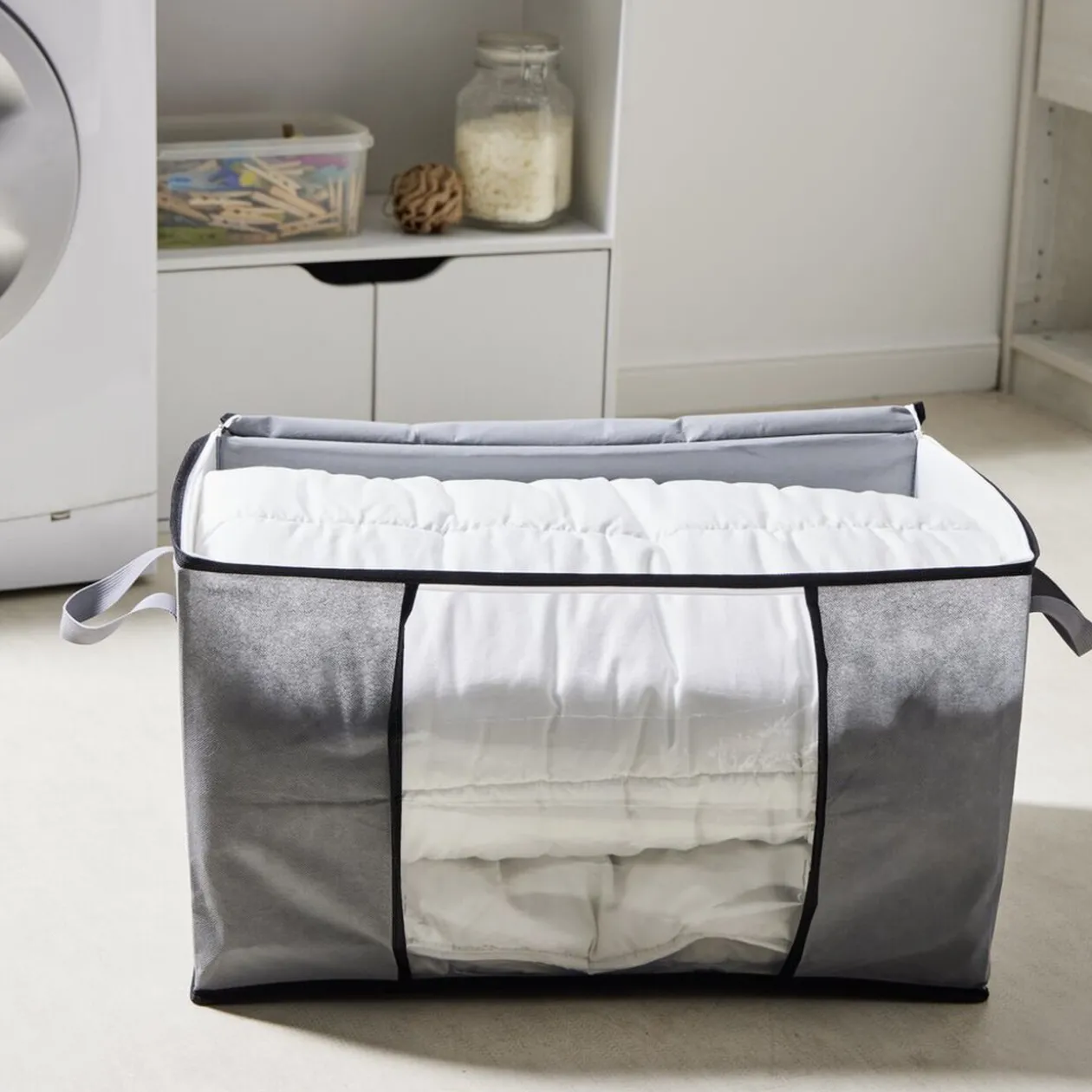 Sac de rangement avec poignées et fermeture à glissière 59x40x35cm