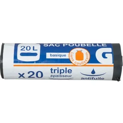 Sac poubelle lien coulissant 20 L x20