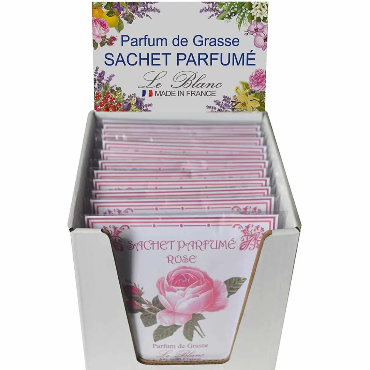 Sachet parfumé senteur rose parfum de grasse Le Blanc