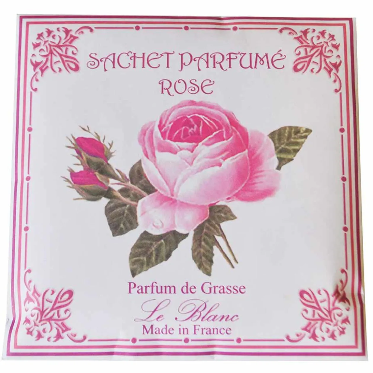 Sachet parfumé senteur rose parfum de grasse Le Blanc