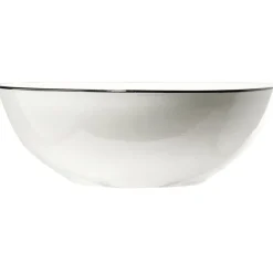 Saladier bas en porcelaine blanc bord noir type bistrot Ø22,5xH8,8cm