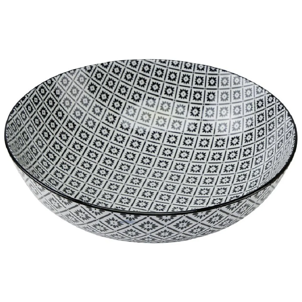 Saladier en porcelaine motif graphique coloré x2