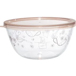 Saladier en verre avec couvercle Ø22xH10,5 cm 2 L