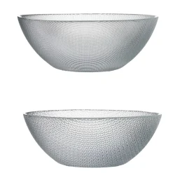 Saladier en verre design relief transparent x2