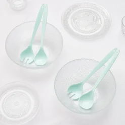 Saladier en verre design relief transparent x2