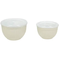 Saladier faïence x 2 avec couvercle plastique