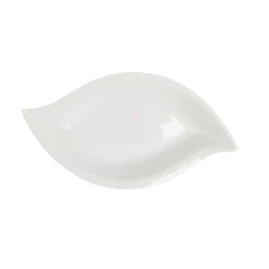 Saladier forme feuille porcelaine uni blanc