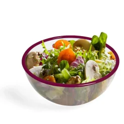 Saladier plastique transparent bordure colorée Ø28xH12cm - 3 coloris