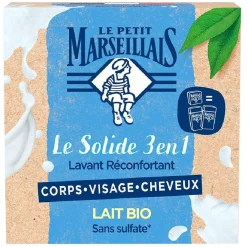Savon solide 3-en-1 Le Petit Marseillais lait bio sans sulfate