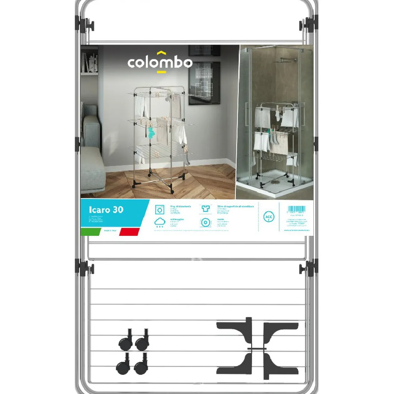 Séchoir tour sur roulettes 30 m d'étendage