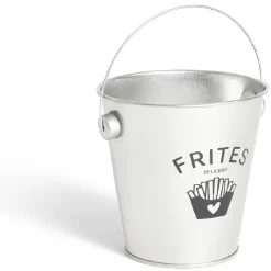 Seau à frites avec anse étain et inox gris Ø10,5xH7,5cm