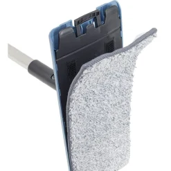 Seau essoreur + balai plat noir et bleu 8L