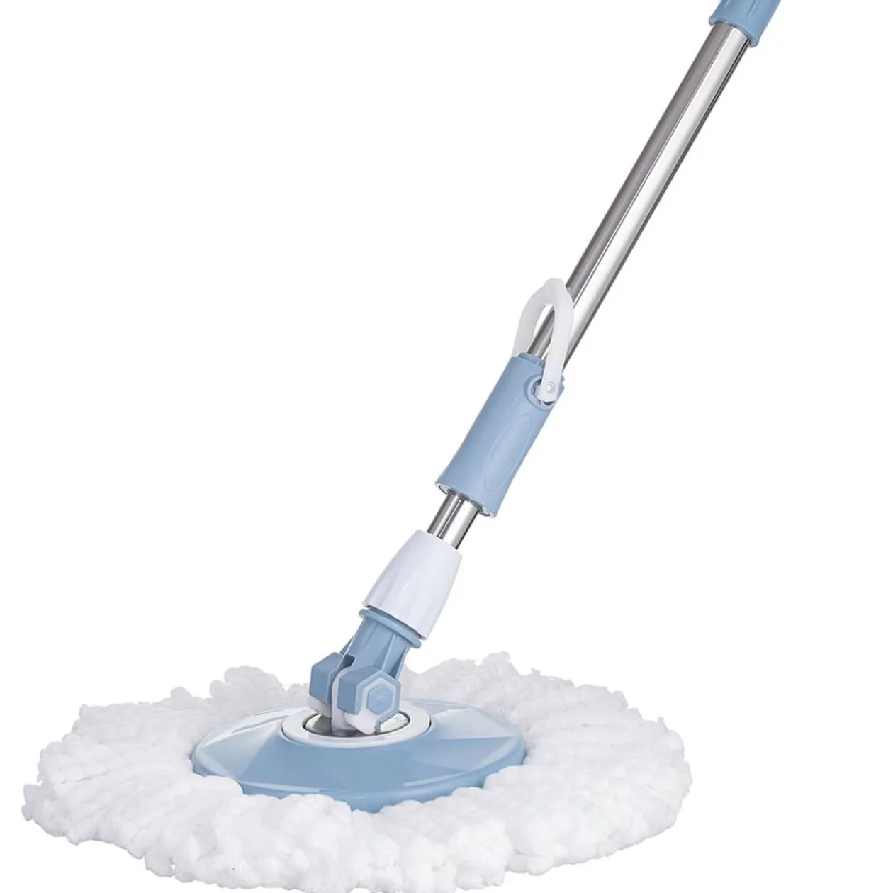 Seau essoreur rétractable avec balai bleu gris et blanc