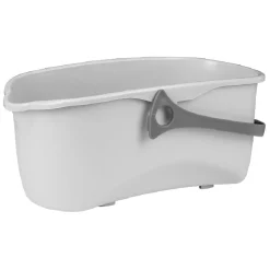 Seau rectangulaire en plastique blanc et gris