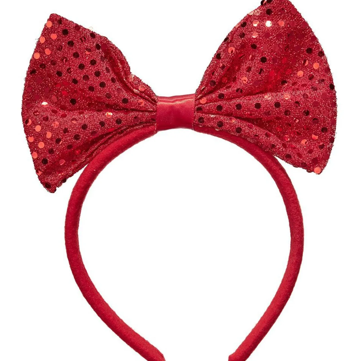 Serre tête design Noël noeud motif flocon blanc et rouge pailleté