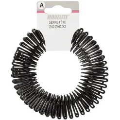 Serre tête en plastique noir brillant x2