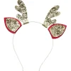 Serre tête Noël design renne rouge et doré pailleté
