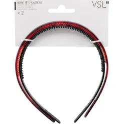 Serre tête plastique noir et marron x2