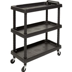 Servante à roulettes résine étagère ajustable noir