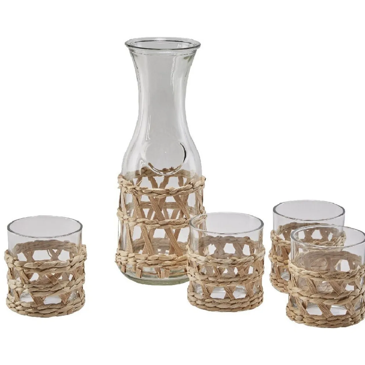 Service à boisson verre osier tressé naturel