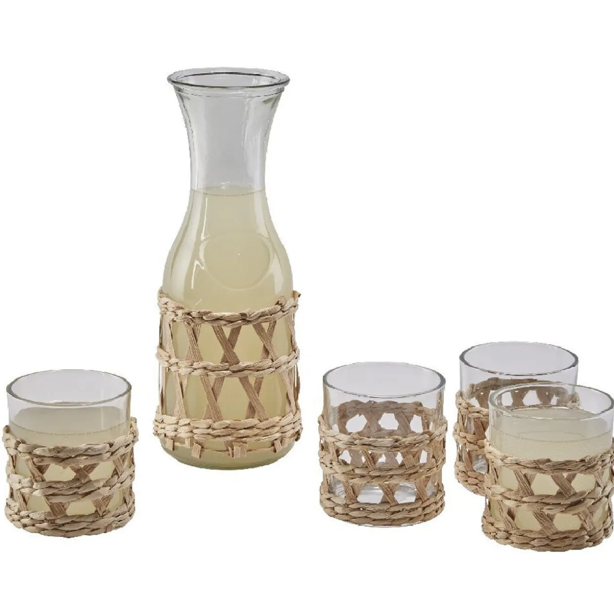 Service à boisson verre osier tressé naturel