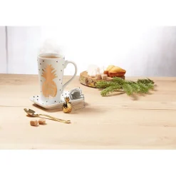 Service à thé tasse ananas doré plateau et infuseur