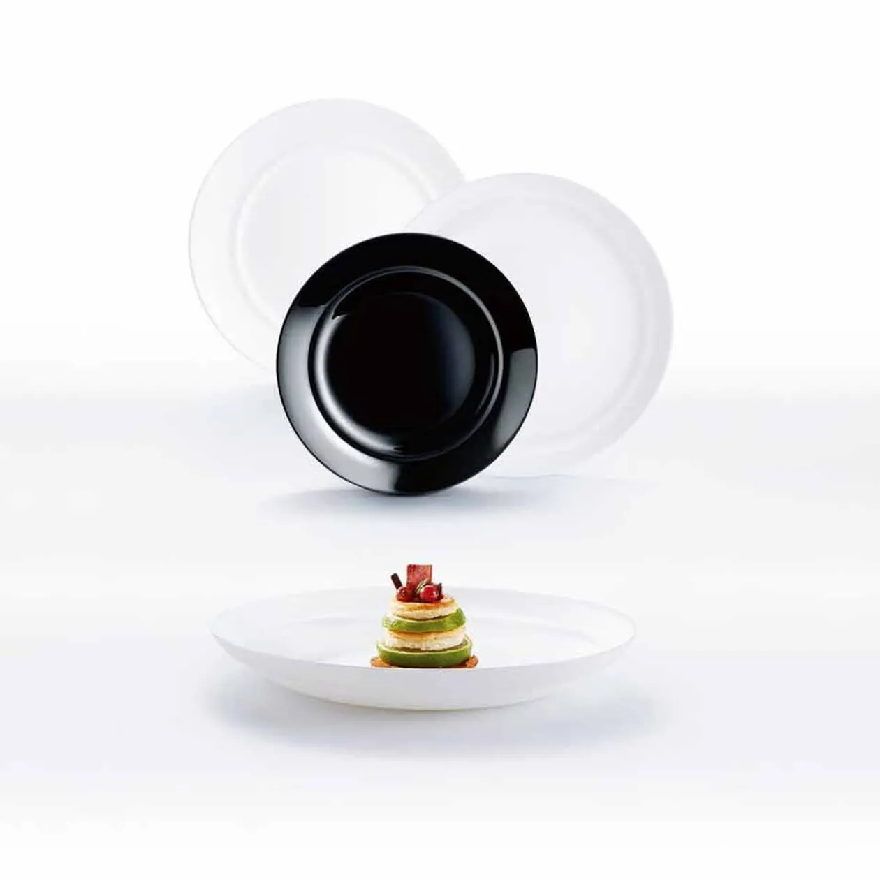 Service à vaisselle 18 pièces bicolore blanc noir