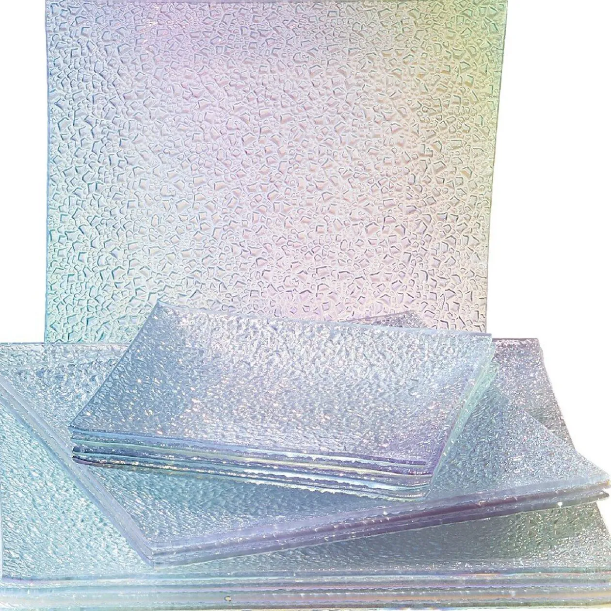 Service à vaisselle effet martelé bleu vert 12 pièces