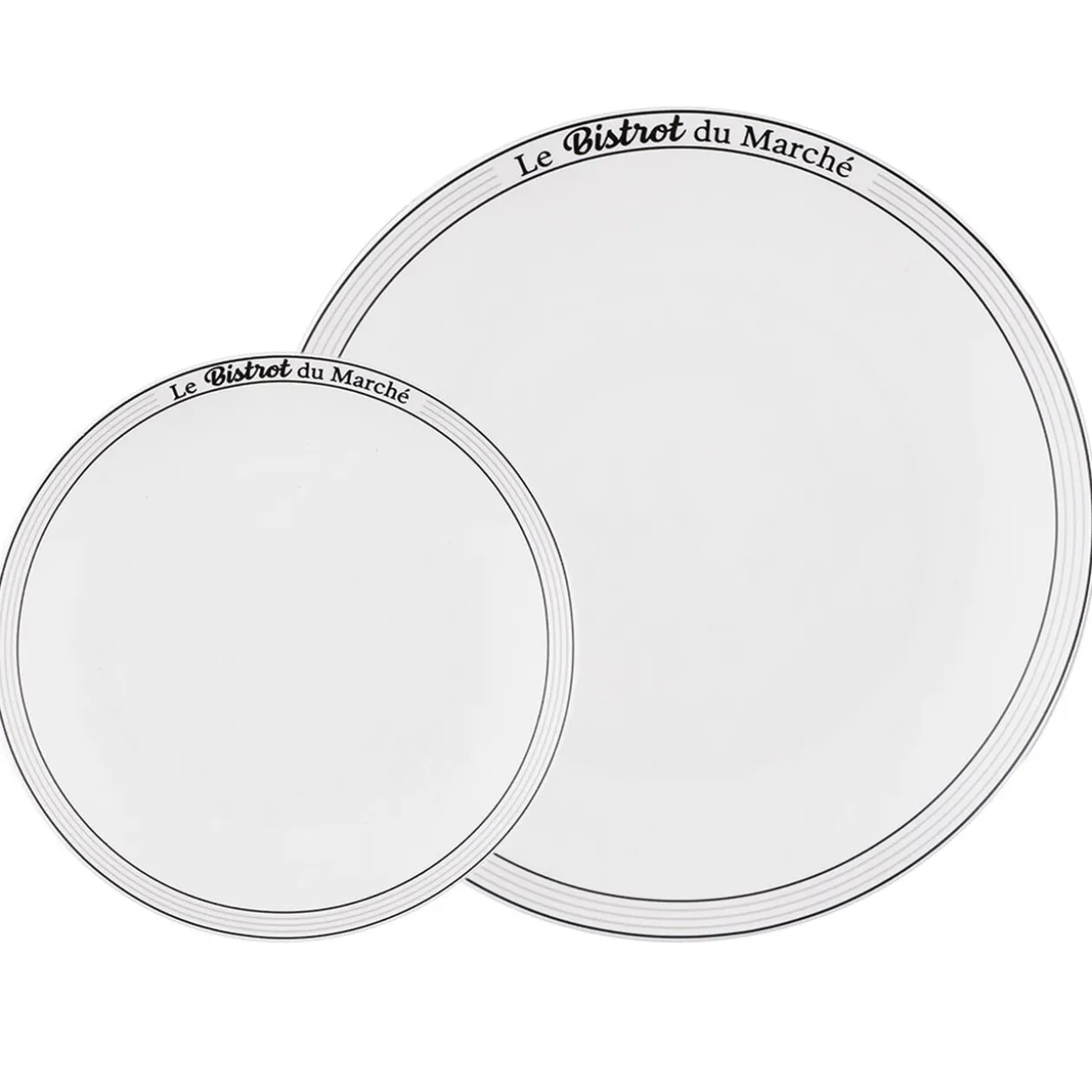 Service de table 12 assiettes porcelaine Le Bistrot du marché