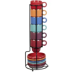 Service tasse à café et soucoupe avec support x6