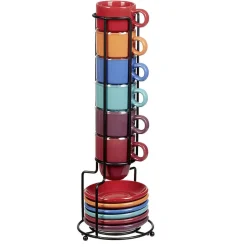 Service tasse à café et soucoupe avec support x6